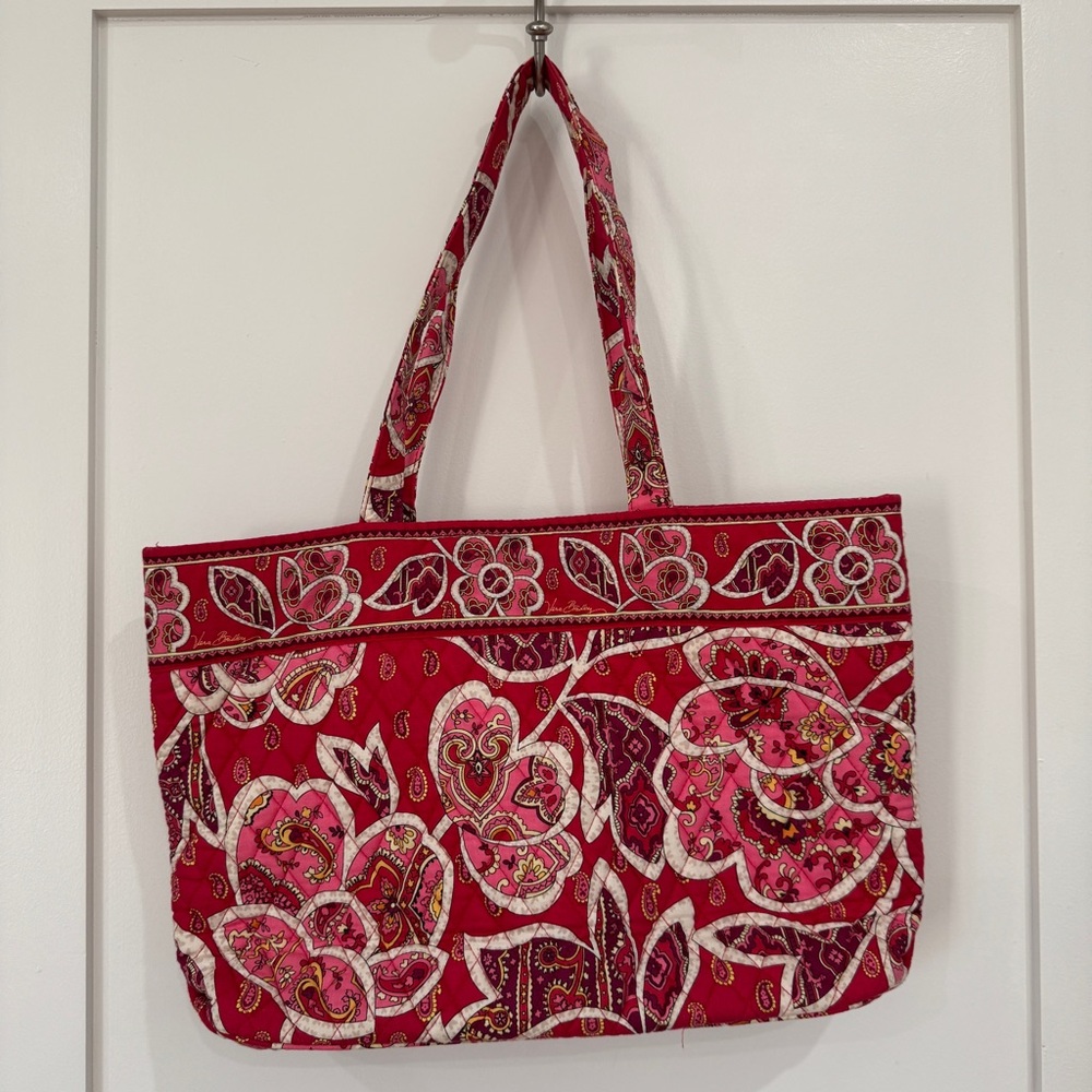 Vera Bradley Red and Pink Floral Tote Bag